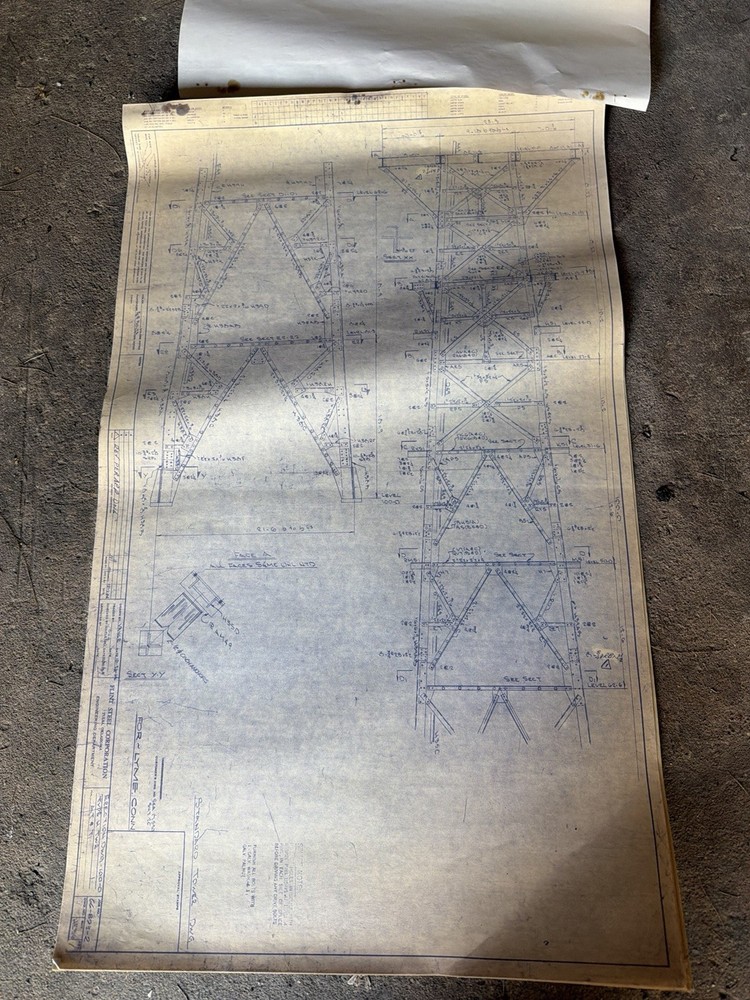 Vintage AT&T Long Lines Tower Blueprints Lot 1960s Flint Steel Lyme CT Original