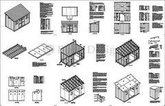 8′ x 14′ Backyard Deluxe Storage Shed Plans, Lean-To Roof Style Design #D0814L