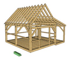 Timber Frame Cabin PRINTED Plans 16’x20′ w/porch 2 doors, plans on 8 1/2×11 new