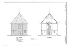 Historic Colonial Williamsburg Octagon brick house printed plans, 2 stories