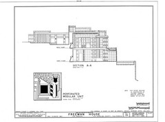 2 bedroom Freeman Home by Frank Lloyd Wright, printed architectural house plans