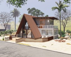 A-Frame Cabin Plans with Loft Mezzanine – 931 sqft, Rustic Style, Painted Finish