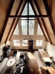 Modern Vacation A-Frame 24′ x 40′ Open Plan Cabin / Construction Blueprint House