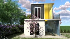 2 Story Modern House Plan with Blueprint PDF, DWG & 3D Design- 900sqft (No 11)