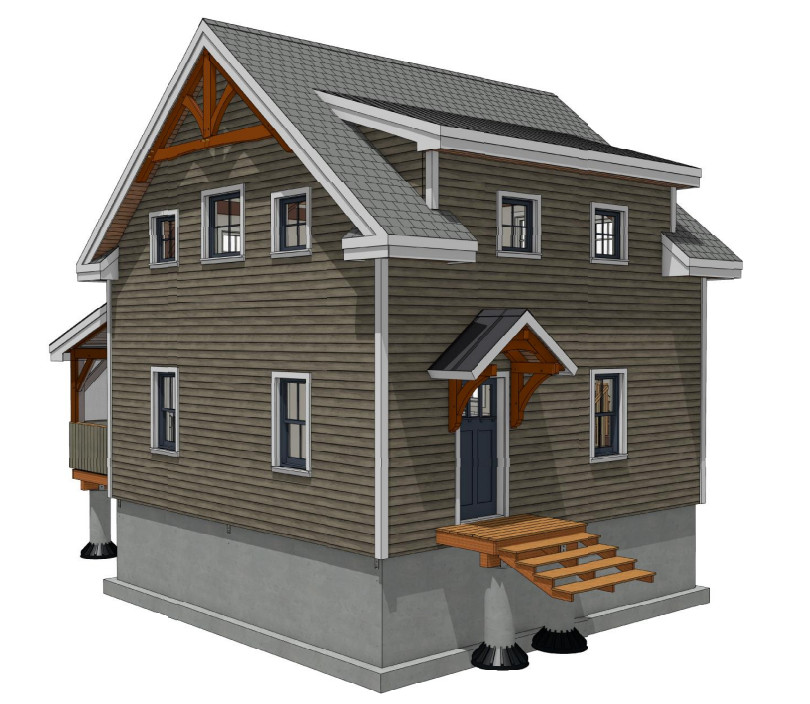 24′ x 24′ Rustic Ridge Cabin Timber Frame Plan Set