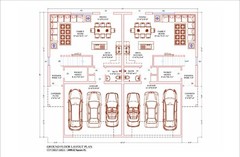 55’x46′ Duplex Residential Building Plans – 2 Units, 3 Bedrooms Each