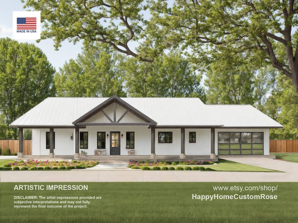 Harvest Farmstead Modern House Open Plan Design 84 x 30 – 3 Bed 2.5 Bath 2 Car –