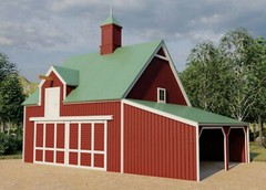 7 Different Car Barn Layouts With Lofts: Three Sets of Elm Barn Plans (eB-430×3)