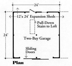 Two-Bay Car Barn Plans with Lofts – 3 Different Sets of Pole-Barn Plans (G2)