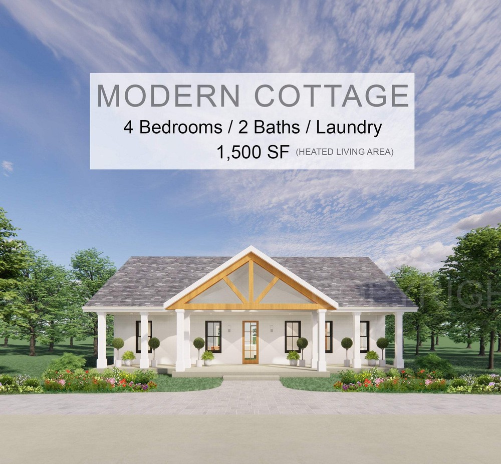 Redwood Terrace Custom House Plans and Blueprints – Spacious 4 Bed 2 Bath – 50’x
