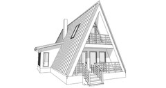 30’x47’ 2 Beds, 1 Bath A-Frame Cabin Architectural Build Plans PDF Download.
