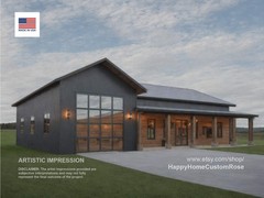 Great Oak Barn Barndominium Modern House Open Plan Design 68 x 38 – 3 Bed 2 Bath