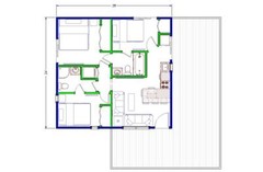 600sqft – 24’x25′ – 3bedrm/2bath – Tiny/Small House Plan – us – ala cart