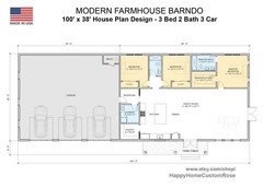 High Ridge Farmstead Modern House Open Plan Design 100 x 38 – 3 Bed 2 Bath – Dra