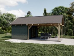 Farmhouse Pavilion Plans , 14’x26′ Timber Frame Pool House Blueprints