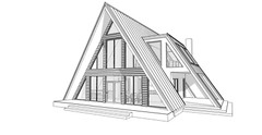 64’x50’ 2-Beds 3-Baths Charming A-Frame Architectural Plans CAD FILES Download