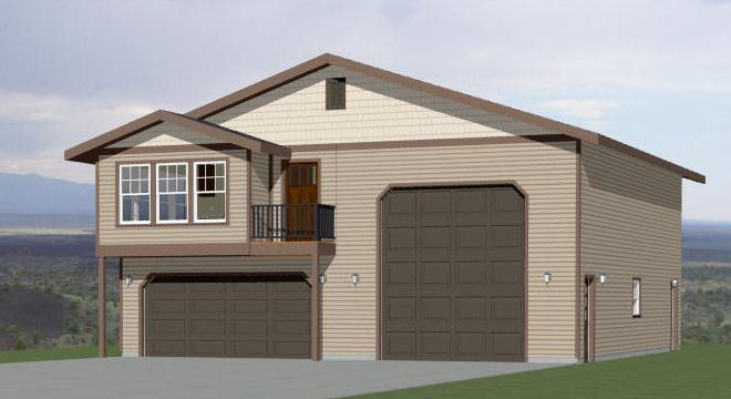 40×42 Apartment with 2-Car 1-RV Garage – PDF FloorPlan – 1,153 sqft – Model 1