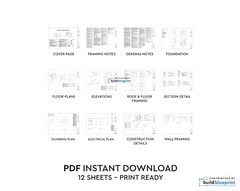 20×24 Lean Modern Cottage Custom Architectural Plans 480SF – PDF Download