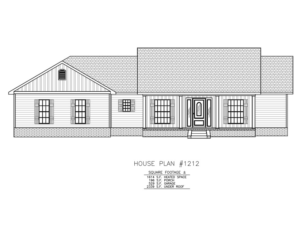 Ranch House Plans 1614 SF 3 Bed 2 Bath Split BR – Open Floor (Blueprints) #1212