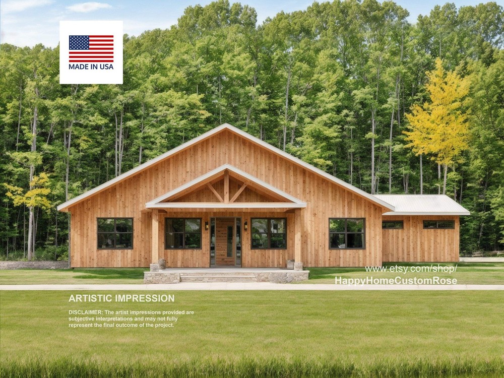 Grand Gable Barndominium Farmhouse – 70′ x 40′ House Plan Design – 3 Bed 2 Bath