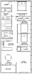 56×50 Apartment – 2-RV – 3 Br 2.5 Ba – PDF FloorPlan – 1,703 sqft – Model 1B