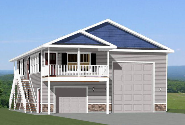 36×40 Apartment with 1-Car 1-RV Garage — PDF Floor Plan — 901 sqft — Model 1