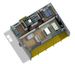 ADU-(955F 34’x22′) 2 bed Cabin /Tiny house- Blueprints PDF+ CAD file download