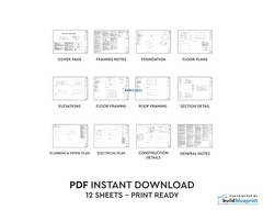 24×36 Lean Modern Cottage Custom Architectural Plans 864SF – PDF Download
