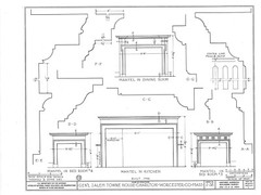Federal style wood house, Traditional Colonial home, architectural blueprints