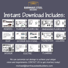 York Creek Barndominium Plan: – 4 Bedrooms / 3. Baths 3,395 SF Design Blueprints