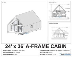 24′ x 36′ Nordic A-Frame House Architectural Plans 1145SF – PDF Download