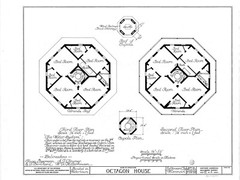 Authentic Victorian Octagon House Plans, wraparound porches, printed drawings