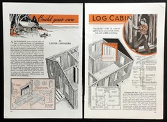 Stockade LOG CABIN Building House Construction 1939 How-To INFO
