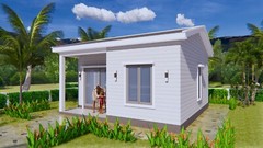 21×21 Feet Tiny House Plans 6.5×6.5 Meter 1 Bed 1 Bath Gable Roof (A4 Hard Copy)