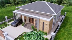 36×36 Feet Modern House Plan 11×11 Meter 3 Beds 2 Baths Hip roof (A4 Hard Copy)