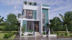 25X30 Small House Plan 7.5×9 Meter 4 Beds 4 Bath Terrace Roof PDF (A4 Hard Copy)