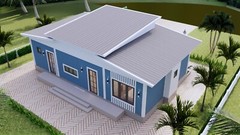 43×25 Feet House Plans 13×7.5 Meter 3 Beds 2 Baths Shed Roof PDF (A4 Hard Copy)