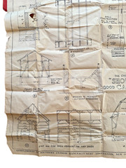 Vintage Cypress Pocket Library Carpenter Farm Plans Fold-Out Blueprint