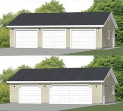 36×24 3-Car Garage — 864 sq ft — PDF Floor Plan — Model 3K