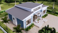 43×25 Feet House Plans 13×7.5 Meter 3 Beds 2 Baths Shed Roof PDF (A4 Hard Copy)