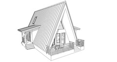 30’x47’ 2 Beds, 1 Bath A-Frame Cabin Architectural Build Plans PDF Download.
