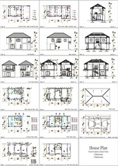 22.5×33 Feet Small House Plan 6.9×10 Meter 2 Beds 3 Bath Hip Roof (A4 Hard Copy)