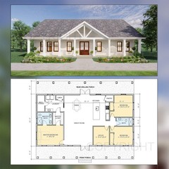 Lakeview House Plans – Open Plan Design – Modern Farmhouse 3 Bed/2 Bath + Home o