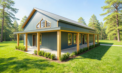 Modern Barndominium Plan: 1,218 (Living) Sqft -2 Bed- 2 Bath- 2 Car Garage