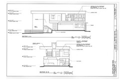 Mid-Century Modern home, stucco brick glass block, architectural PRINTED plans