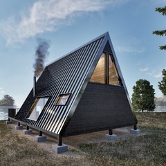 A Frame Tiny House Plan, 20’x24′ A Frame House Plans, Hard Copy