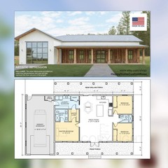 Great Oak Barn Barndominium Modern House Open Plan Design 68 x 38 – 3 Bed 2 Bath