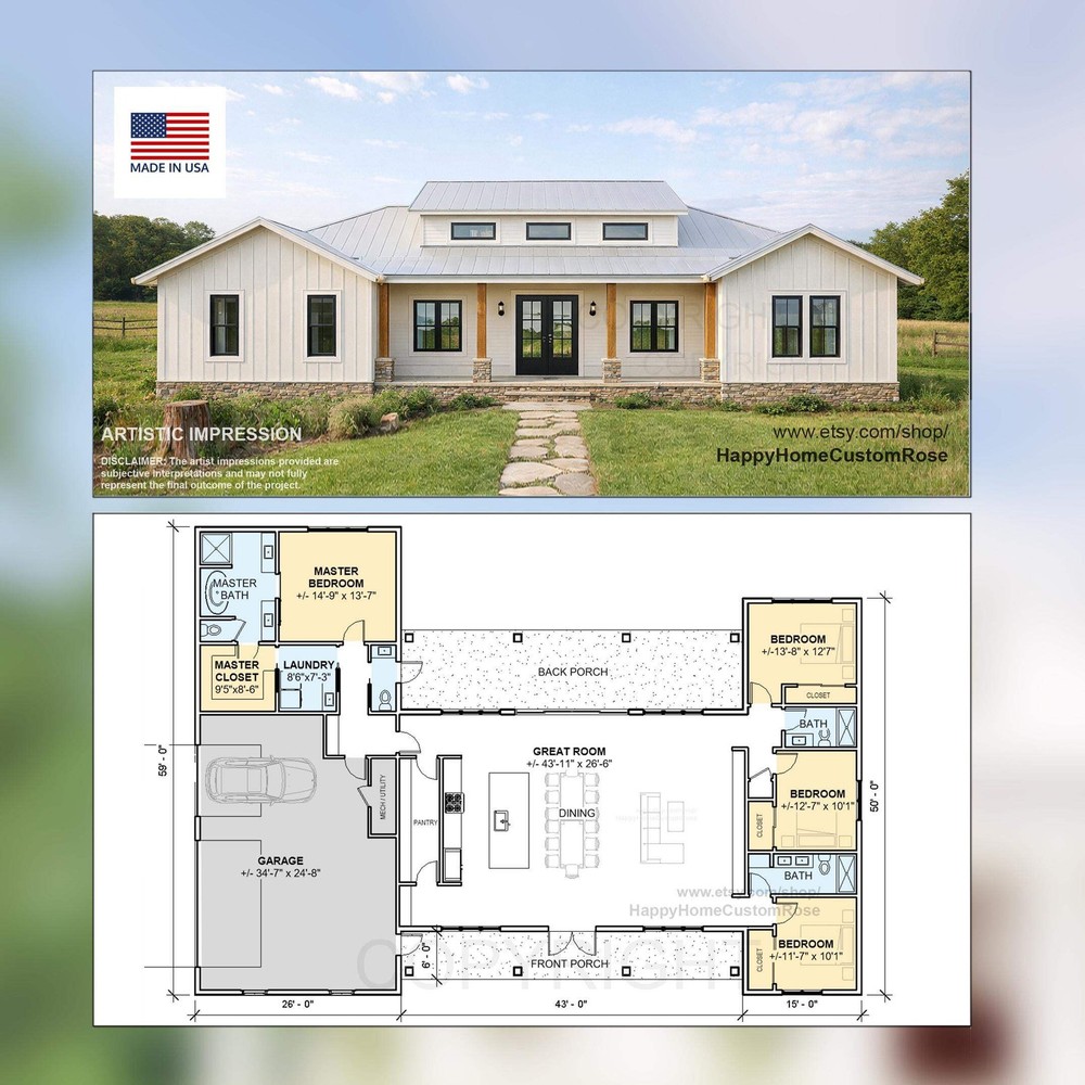 Mighty Maple Barndominium House Plan – 2636 SF, 4 Bed 3.5 Bath – Modern Open Flo