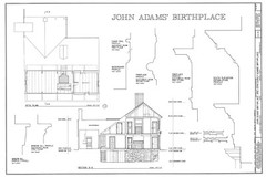 John Adams House, ca 1681 – Saltbox Colonial home floor plans, 3 bedrooms