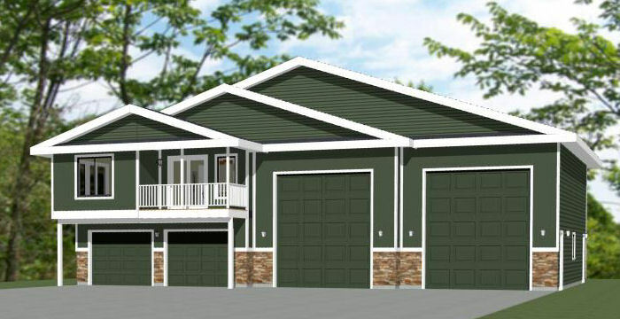 60×44 Apartment with 2-Car 2-RV Garage – PDF FloorPlan – 1,415 sqft – Model 1B
